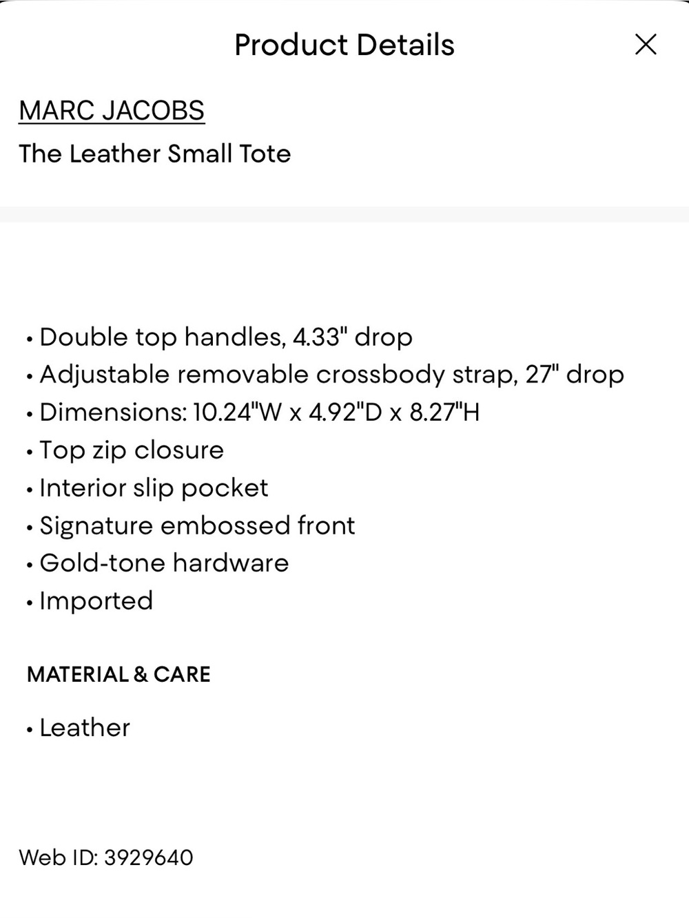 Marc Jacobs The Leather Small Tote Bag' - Picture 13 of 13